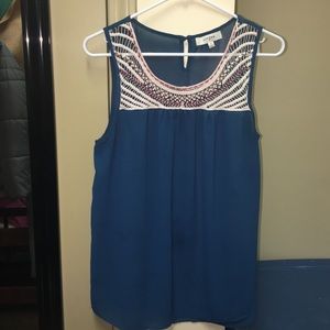 Navy Tanktop w/ Crochet Detailing