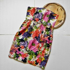 J.crew Floral Silk Strapless Sheath Dress Size 12