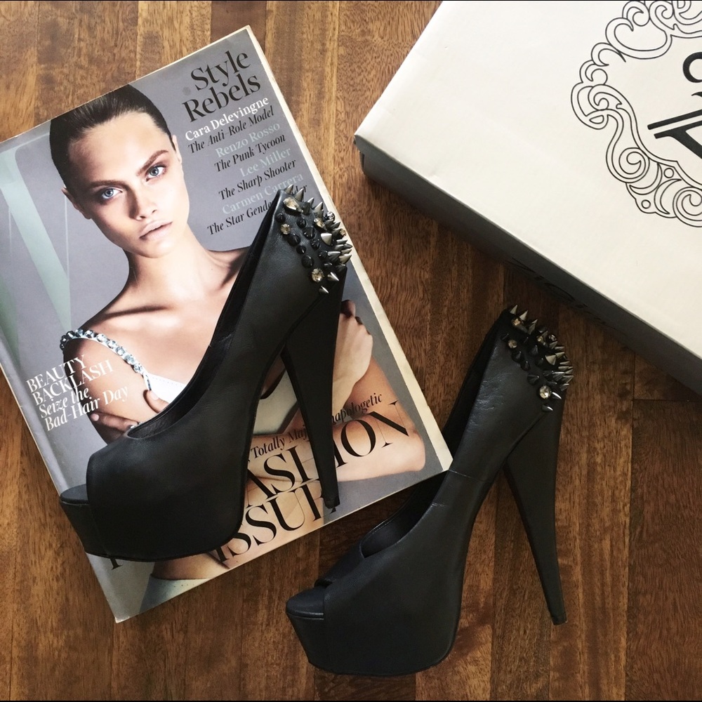 ZigiNY "Keepsake" Leather Studded Platform Heels