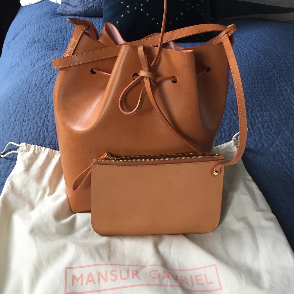 Mansur Gavriel Cammello and Rosa large bucket bag