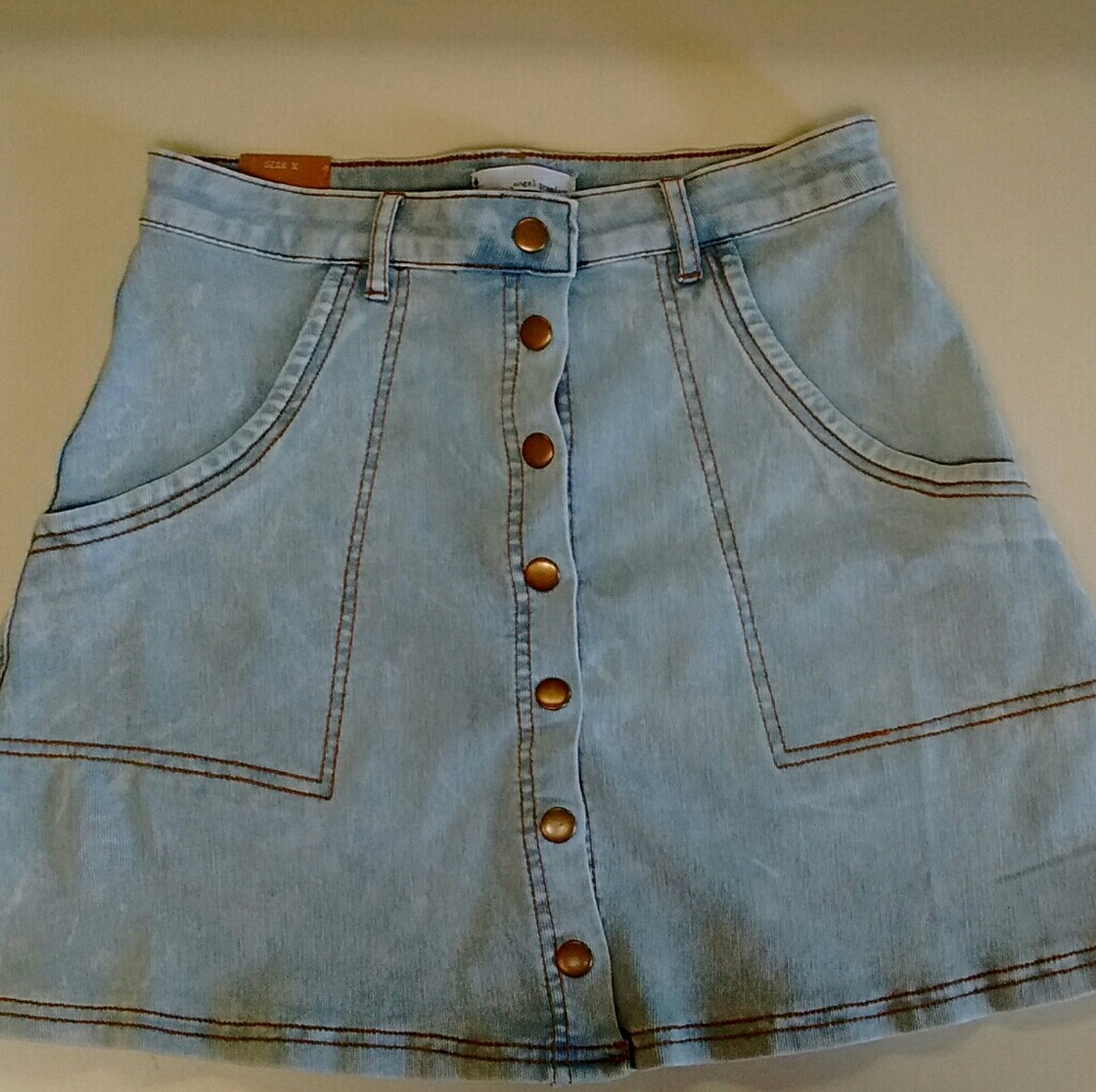 Denim Button Down Skater Skirt