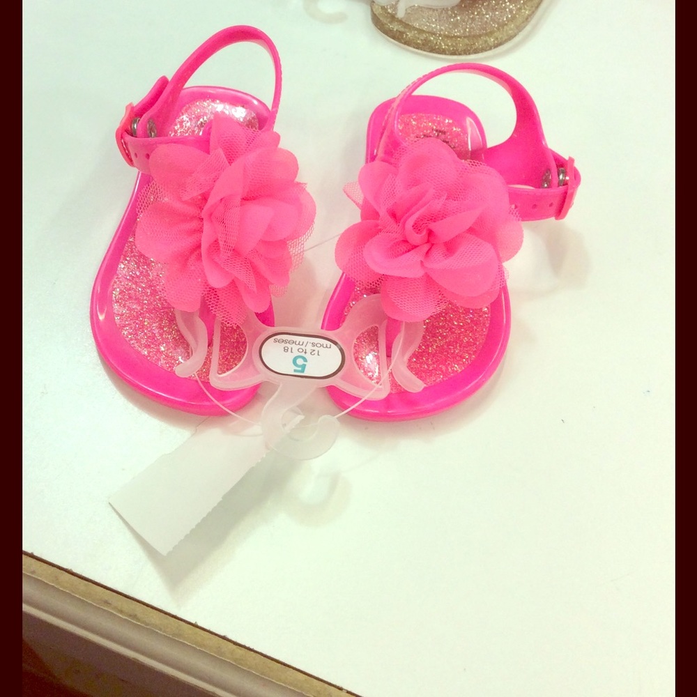 Pink sparkly jelly sandals