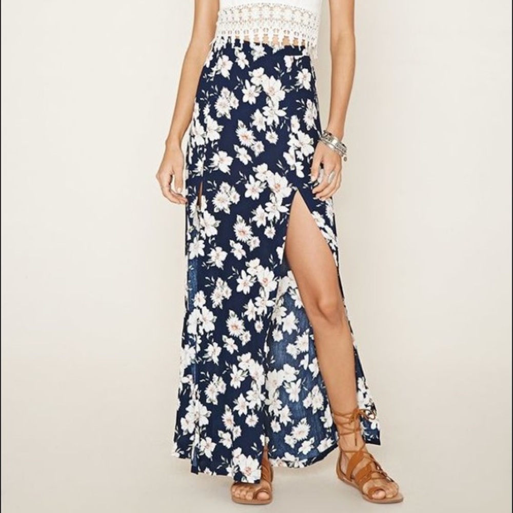 F21 Double slit maxi skirt