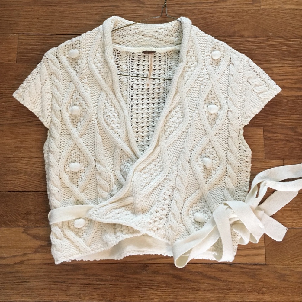 Free people mini crochet off white top