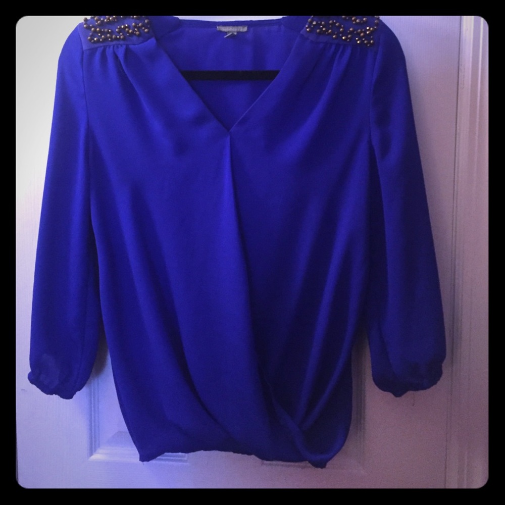 Dark blue wrap top