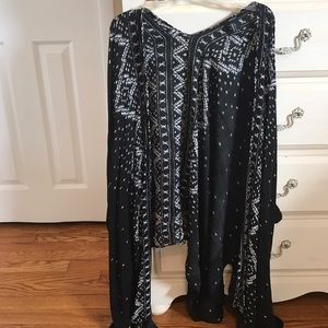 Black and white tribal kimono