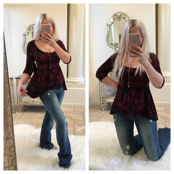 $5 Ruffle XS top blouse black rose floral - Picture 5 of 8