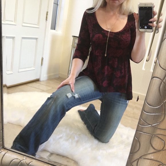 $5 Ruffle XS top blouse black rose floral - Picture 7 of 8