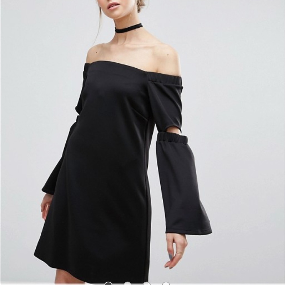 ASOS TALL Off Shoulder Split Sleeve Swing Dress