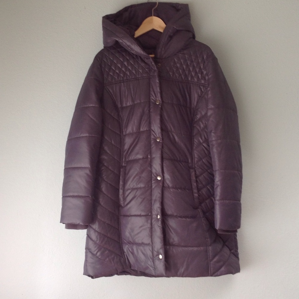 Mossimo long puffer hooded jacket