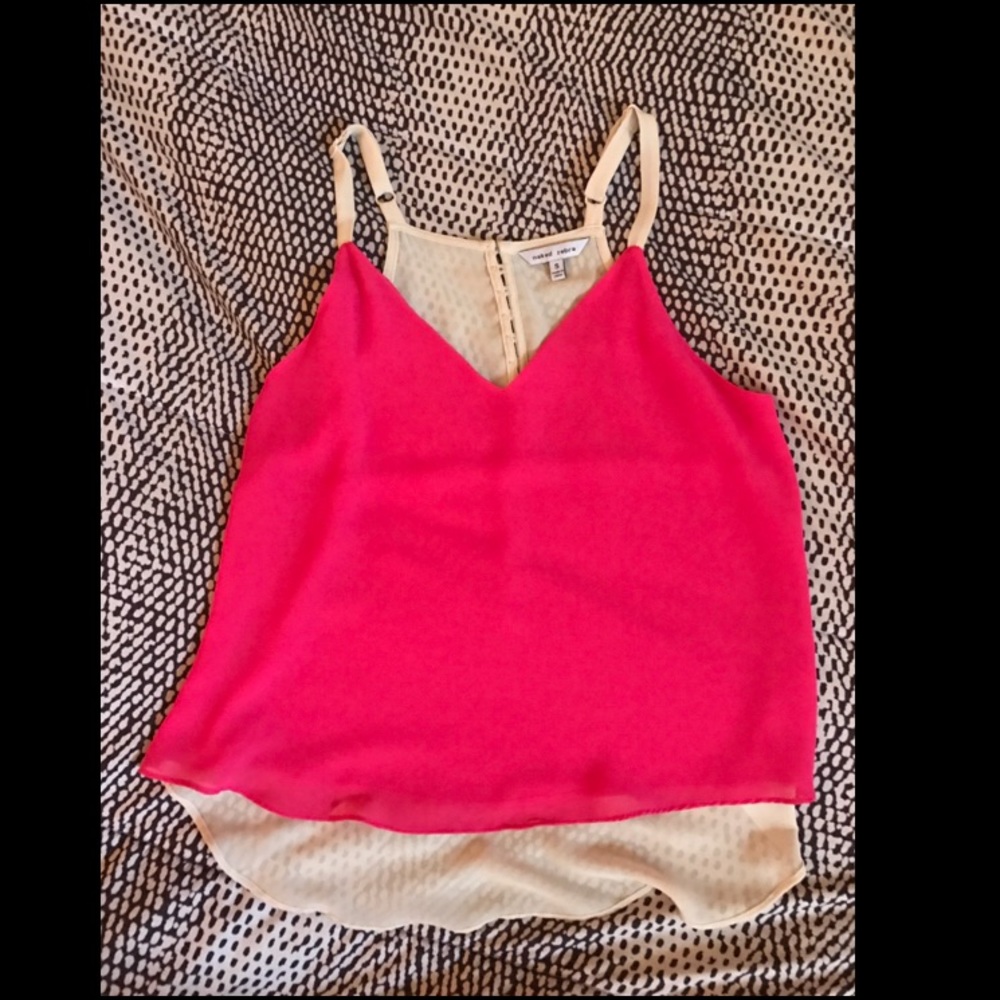 Naked Zebra Pink and Cream V-Neck Top