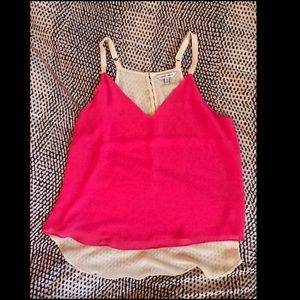 Naked Zebra Pink and Cream V-Neck Top