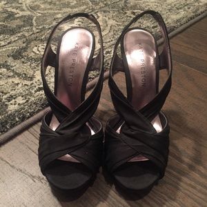 Kate Preston Black Satin Dress Heels