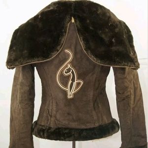 Baby Phat Genuine Leather Faux Fur Jacket M