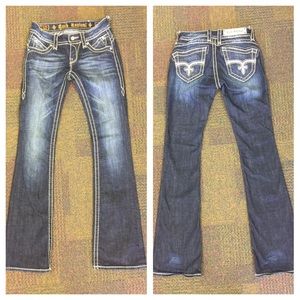 Rock Revival dark wash boot cut Amy Jeans 25 BLING