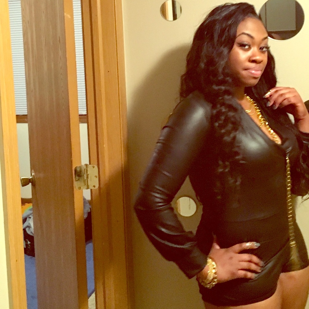 Faux black v-neck romper