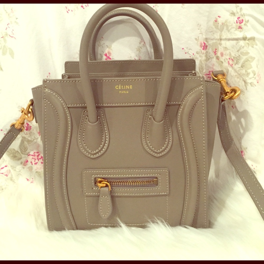 Nano Gray Leather Crossbody