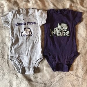 3 Nike Texas Christian University onsies Size 3-6M
