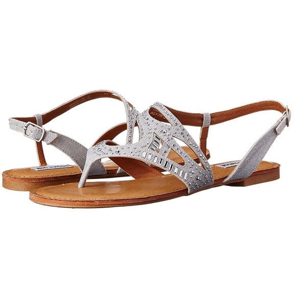 NIB Silver Studded Sparkle Embellished Sandals - Picture 4 of 4
