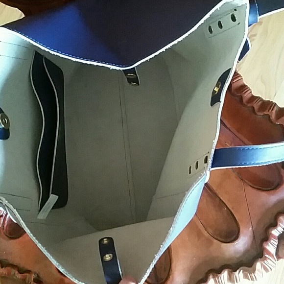 Emma Fox dark blue leather bag NWOT - Picture 4 of 4