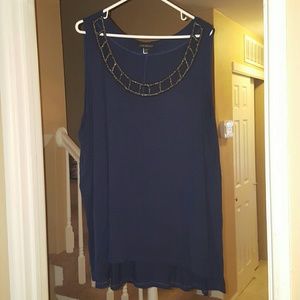 Navy tank with Black/Silver Beaded Neckline 26/28