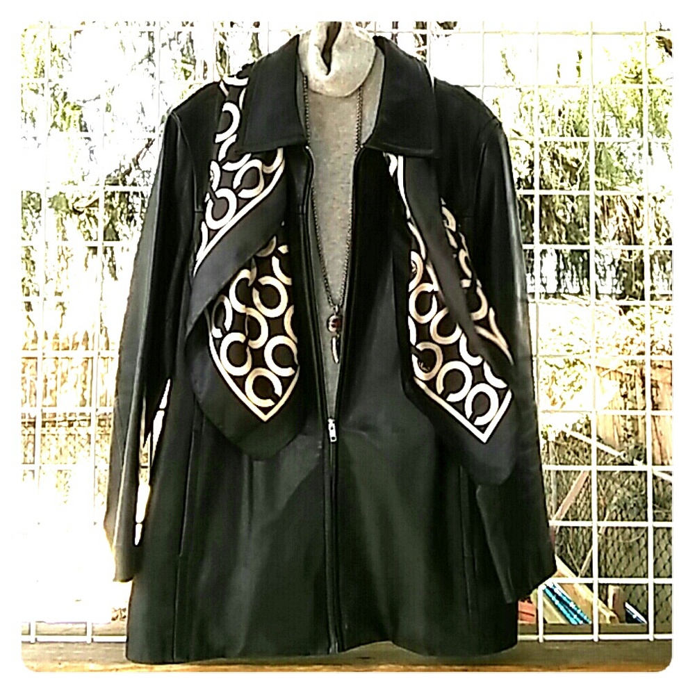 Coach 1941 zip front leather jacket sz Lg
