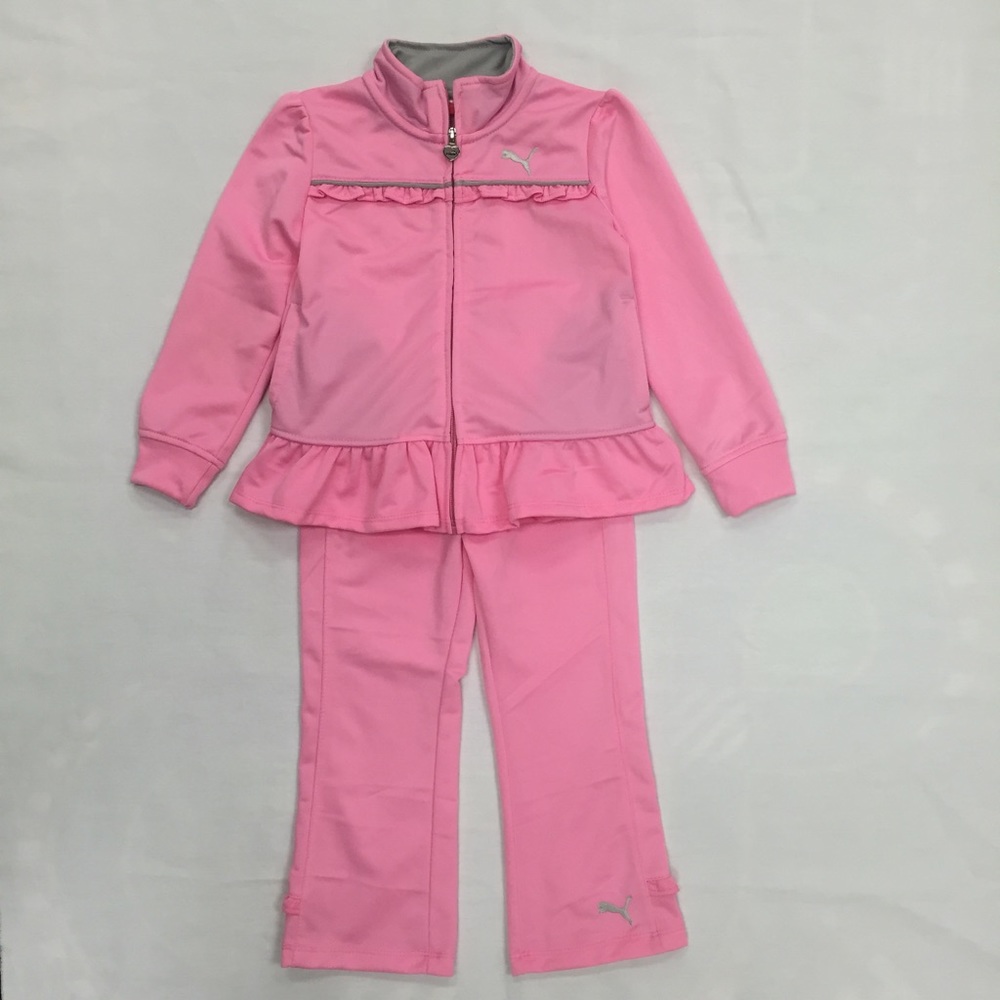 Puma Girl Pink and Gray Tracksuit
