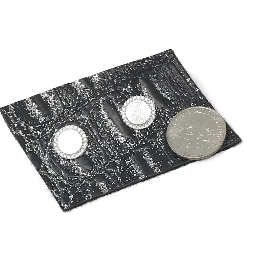 Gemelli Silver Pave Circle Stud Earrings. - Picture 6 of 6