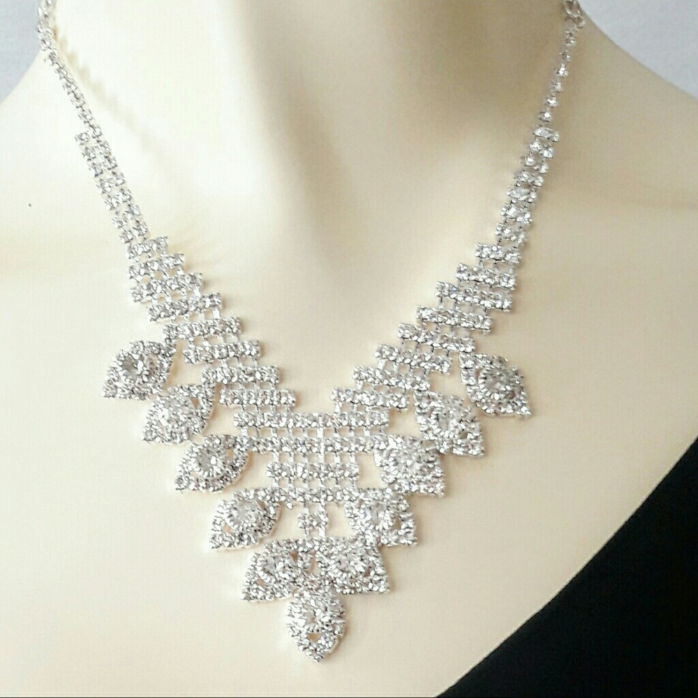 Diamond Statement Necklace and Earring Set