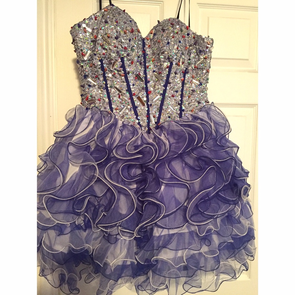 Purple short ruffled prom/homecoming dress