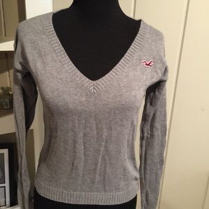 Hollister grey V neck sweater