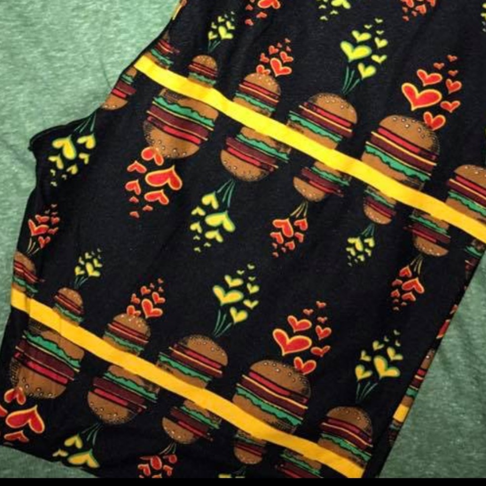 Lularoe Leggings CheeseBurgers and HEARTS!! ❤️🍔❤️