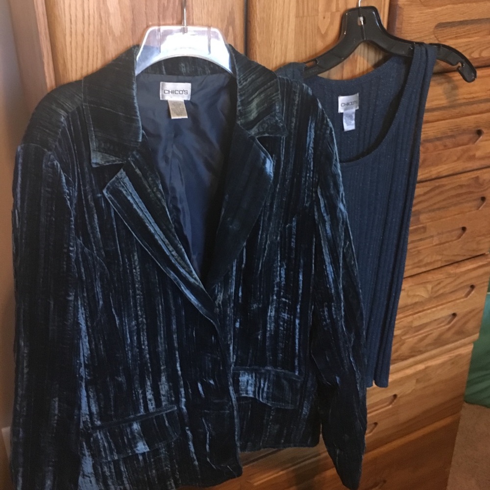 Chicos Teal Jacket and sweater tank sz 2