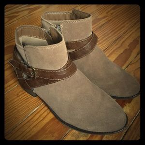 Tan faux suede booties