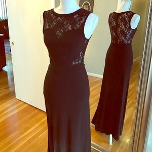 Black heart lace top long gown