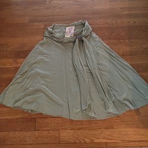 Free people light sage green midi flowy skirt
