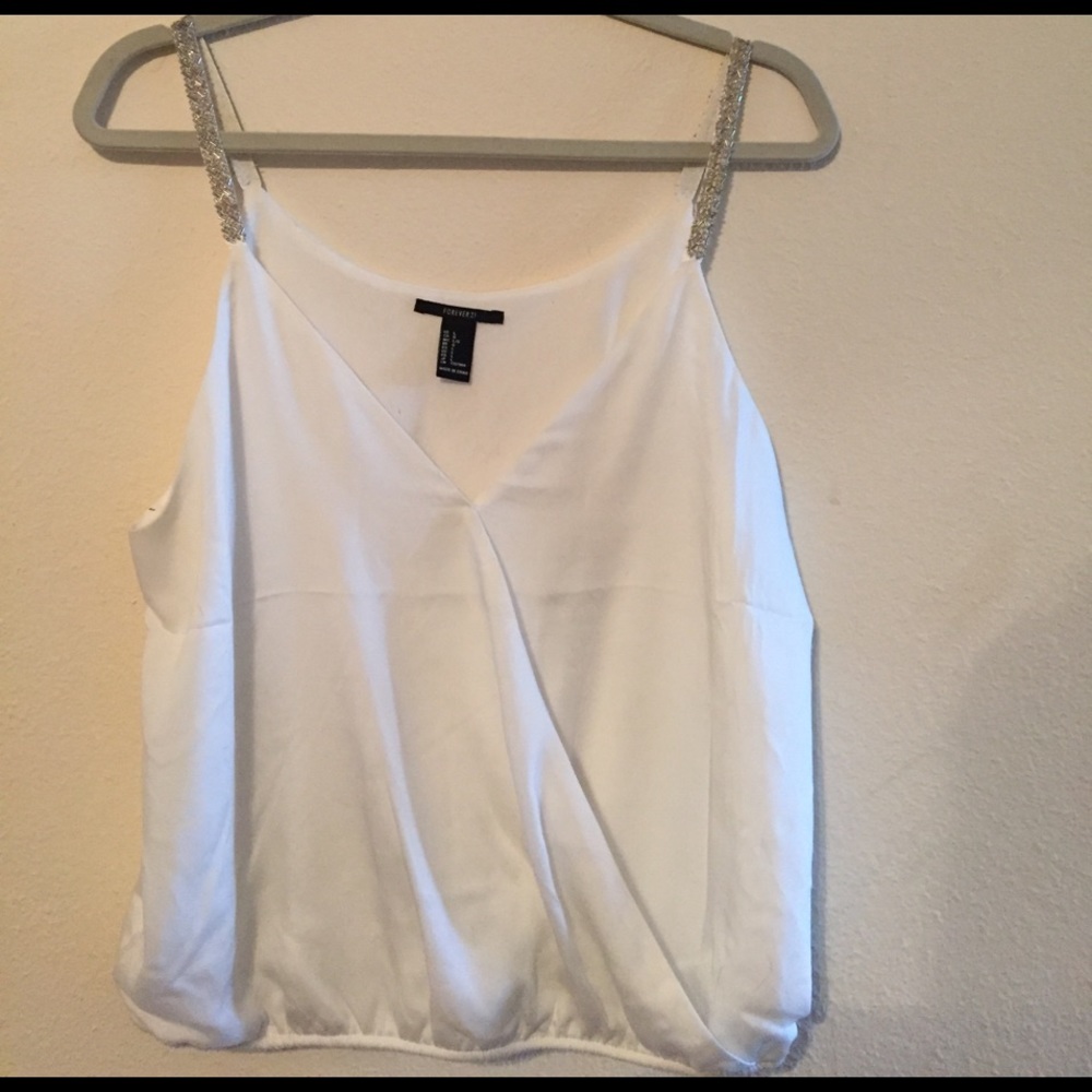 White sequined strap camisole