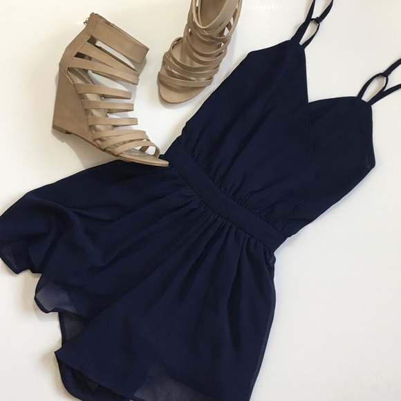 L'ATISTE BY AMY  Pants - L'atiste navy blue chiffon romper