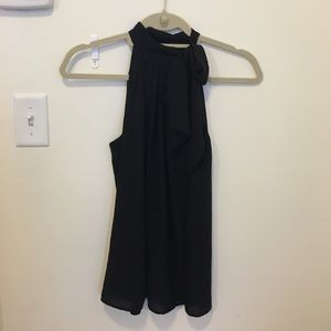 Black Express Halter Top with Tie Neck detail