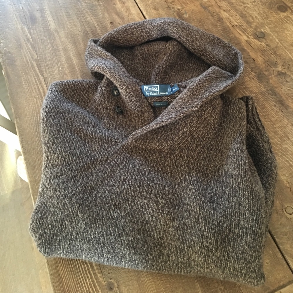 Polo Ralph Lauren knit button sweater with hood