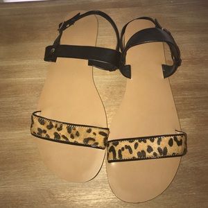 Calf Hair and Leather Leopard Sandals