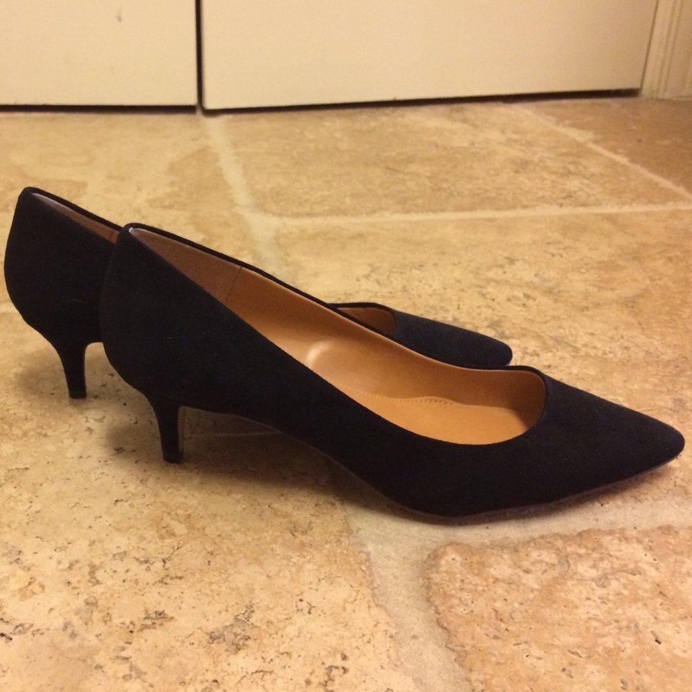 j. crew suede black kitten heels Brand New