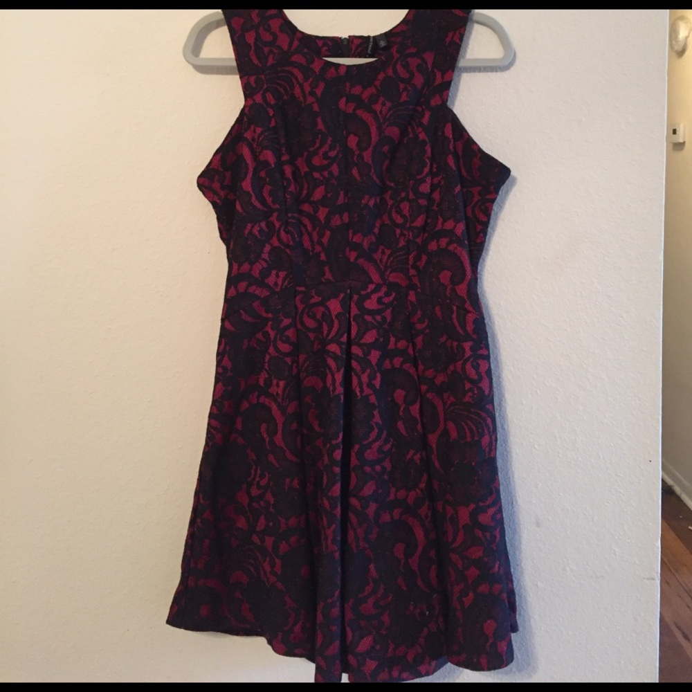 Red with black lace dress