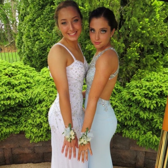 Long White Beaded Prom Dress - Picture 3 of 5