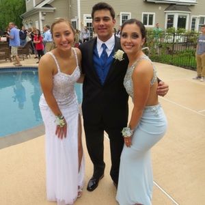 Long White Beaded Prom Dress