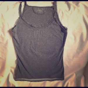 Converse grey/w lace tank top size small.