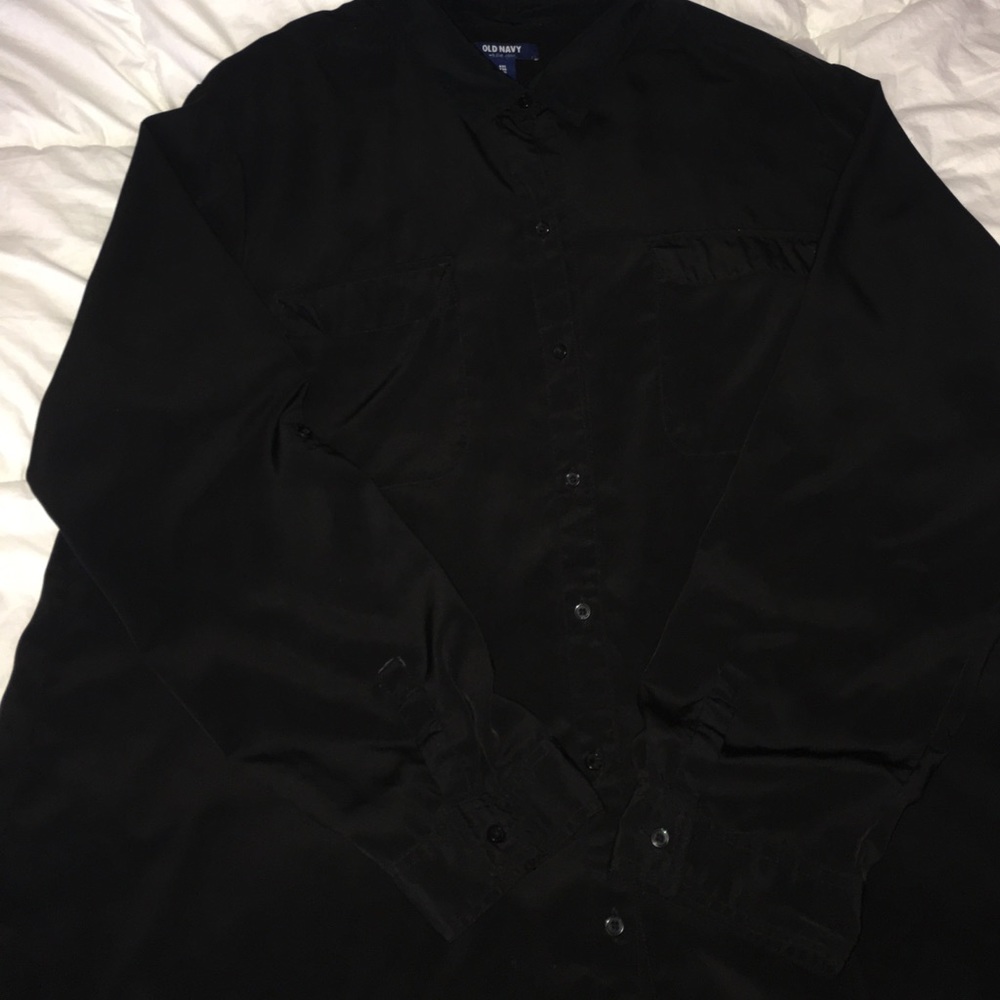 Black Polyester Silk Like Material Top