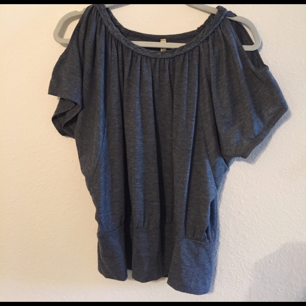 Gray open shoulder blouse