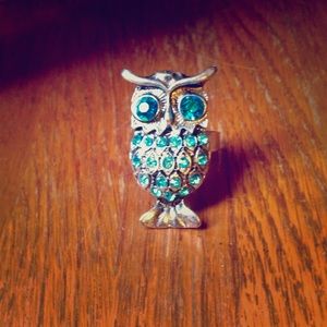 Blue Owl Statement Ring - Adjustable
