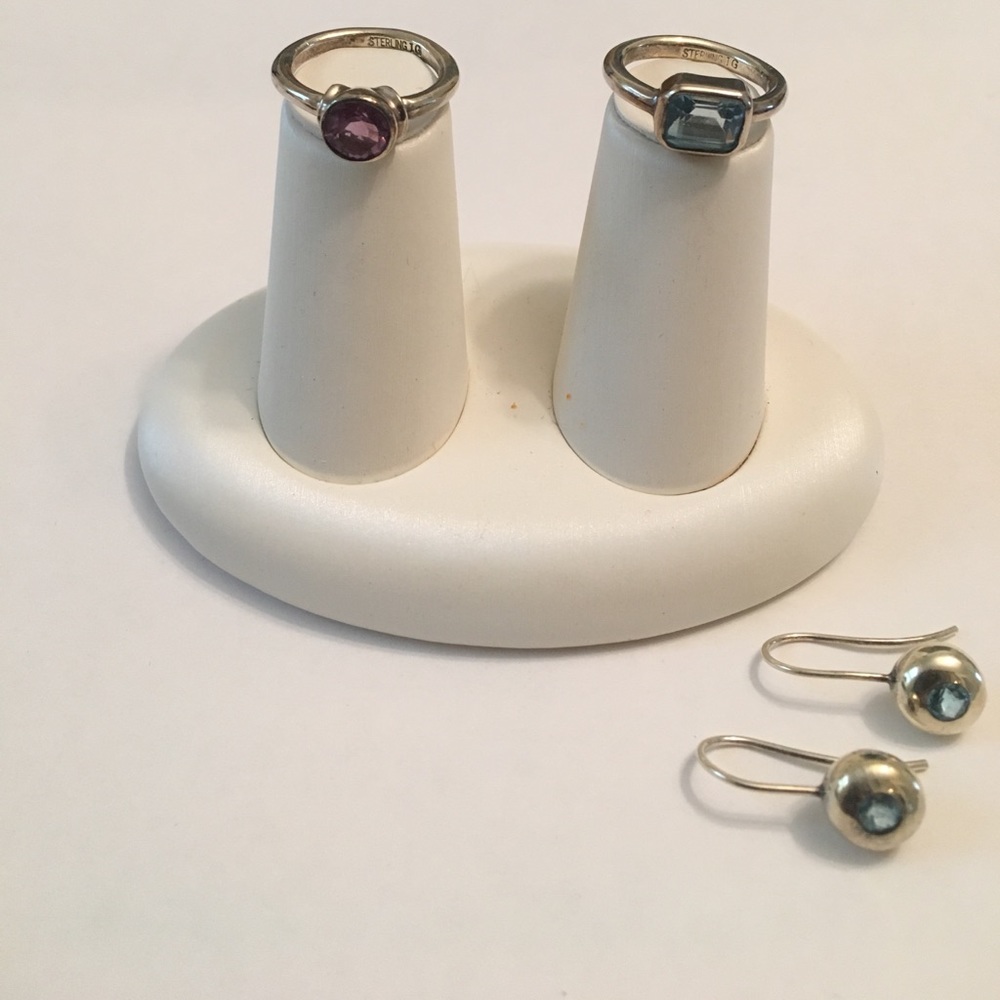 3-Bundle Antiq Sterling Silver LG Rings & Earrings